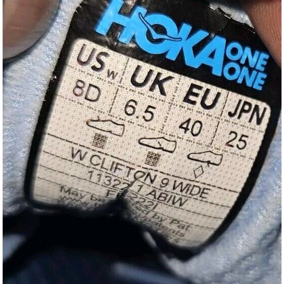 Hoka One Clifton 9 women’s Size 8 D wide 1132211 ABIW airy blue’ Running Shoes - Picture 7 of 7